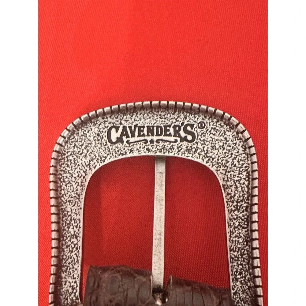 Cavenders Men's Brown Leather Crocodile Print Belt Size 40